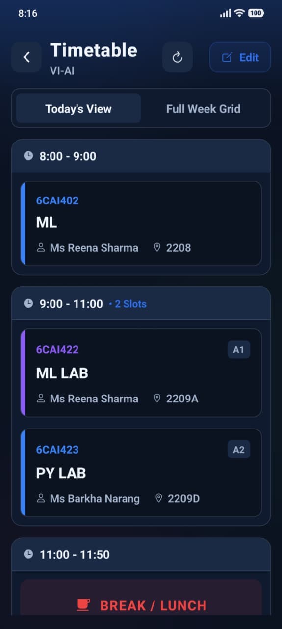 Timetable screenshot